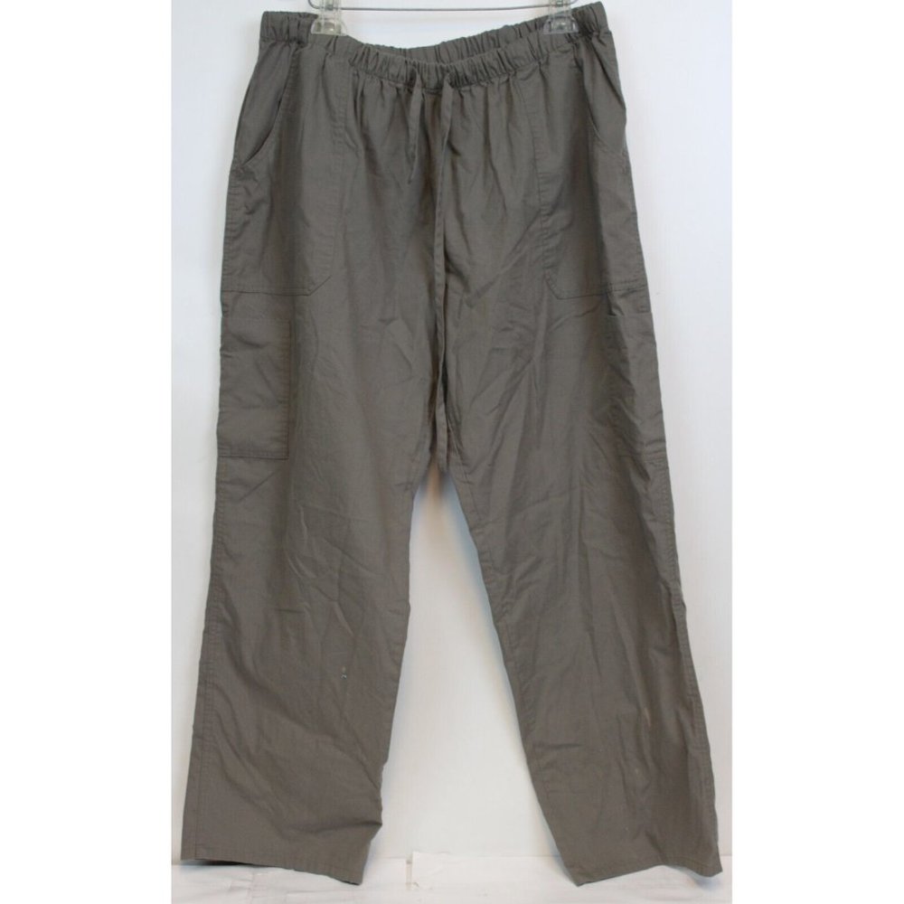 MG MedGear Scrub Pants sz 3XL Cargo Grey Pockets Stretch Adjustable Waist